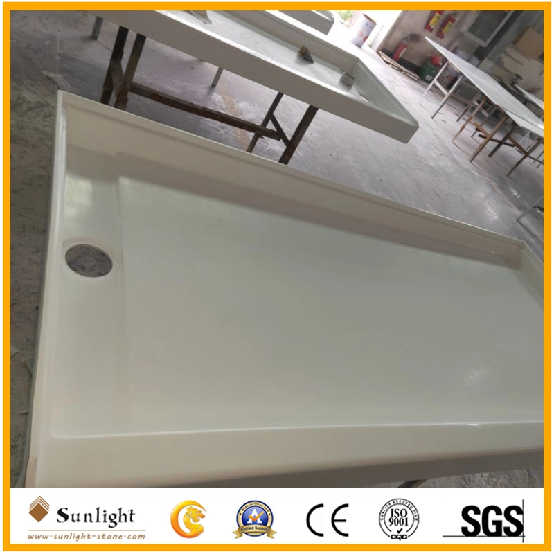 Ts-EV 3X8 Chevron Solid Surface White Cultured Marble Tub Surround Shower Wall Panel for American Hotel