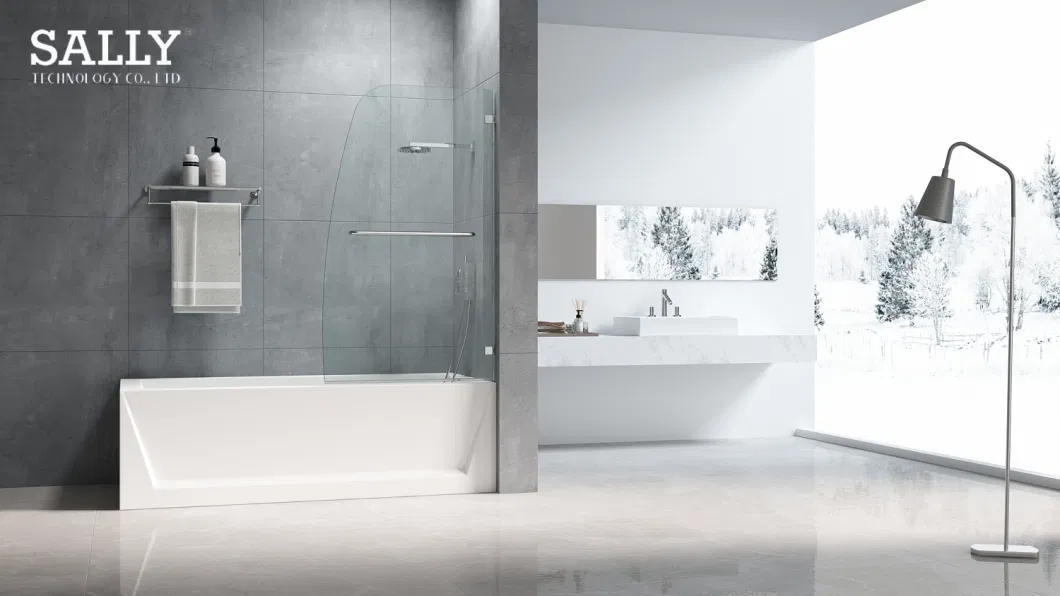 Bathroom Bathtub Bath Screen Frameless Hinged Glass Panel Shower Door Shower Screen