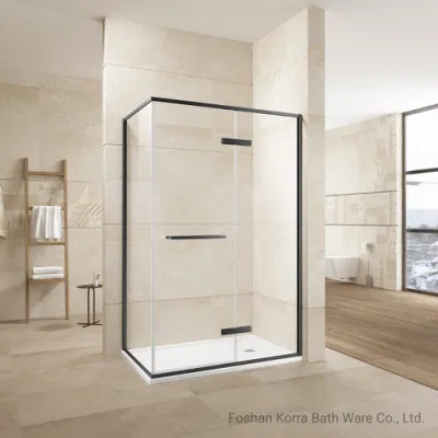 Mampara de ducha con bisagra de acero inoxidable duradera de vidrio templado para baño Ls28231